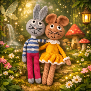 Σετ amigurumi κουνελάκι & ποντικάκι