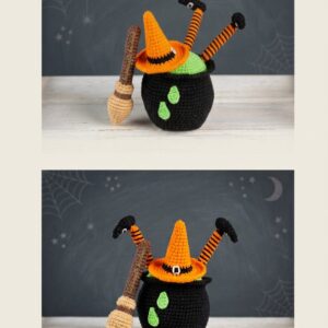 Halloween Καζάνι & Καπέλο Μάγισσας – Πλεκτό Amigurumi